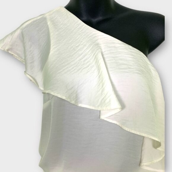 Forever 21 One-Shoulder White Ruffle Bodysuit - Picture 2 of 7